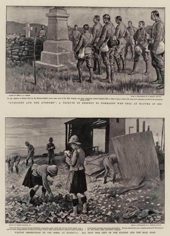 Avengers and the Avenged, En hyllning av respekt till kamrater som stupade vid Majuba 1881, Wanton Destruction av boerna vid Roodeval, allt som fanns kvar av stationen och postpåsarna av Percy F.S. Spence