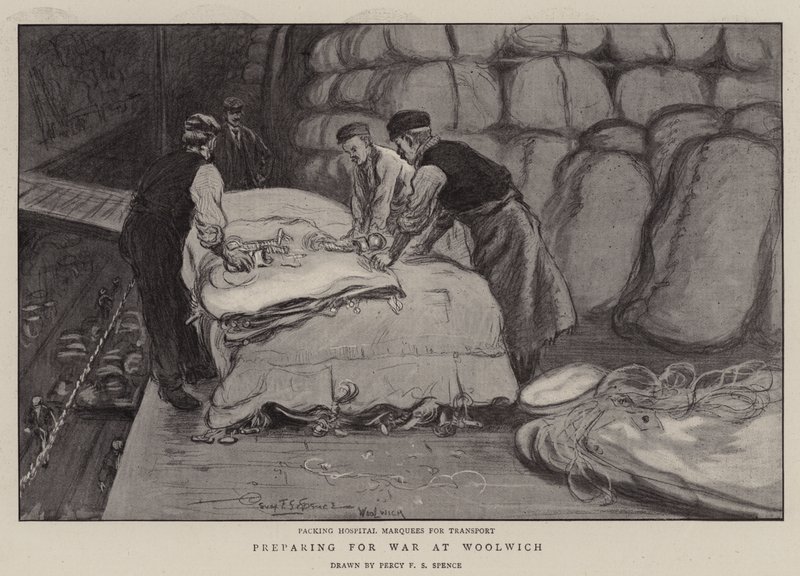 Krigsförberedelser i Woolwich av Percy F.S. Spence