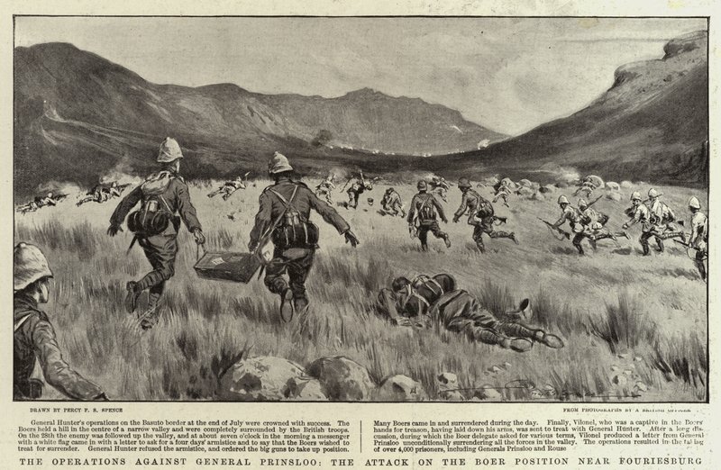 Operationerna mot general Prinsloo, attacken mot boerpositionen nära Fouriesburg av Percy F.S. Spence