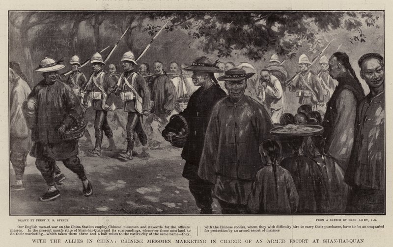 Med de allierade i Kina, marknadsför kinesiska Messmen som ansvarar för en väpnad eskort i Shan-hai-Quan av Percy F.S. Spence