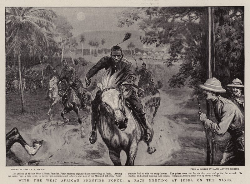 Med West African Frontier Force, ett race Meeting på Jebba på Niger av Percy F.S. Spence