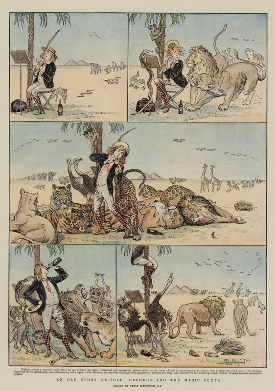 En gammal berättelse återberättad, Orpheus and the Magic Flute (chromolitho) av Percy Macquoid