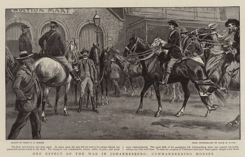 One Effect of the War in Johannesburg, Commandeering Horses av Percy F.S. Spence