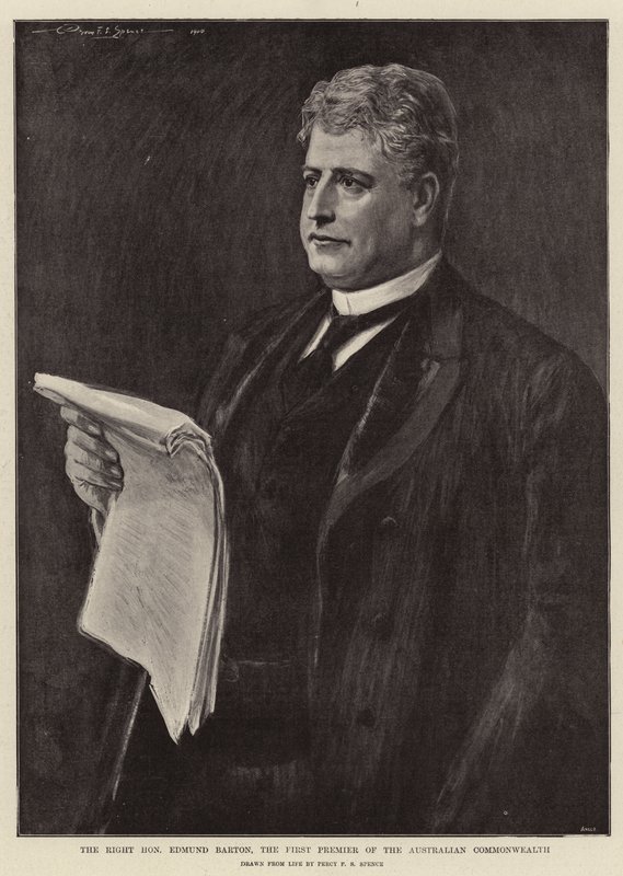 Edmund Barton, den första premiärministern i det australiska samväldet. av Percy F.S. Spence