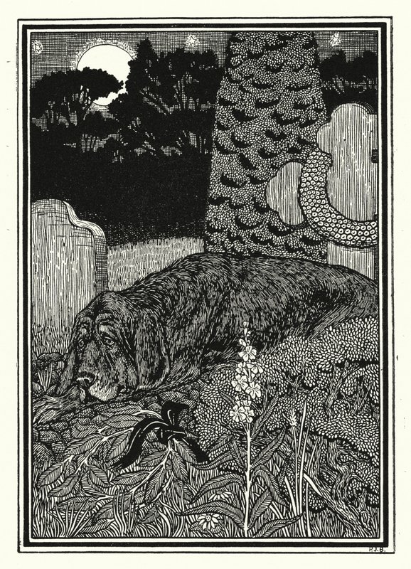 Hunden från Montargis (litho) av Percy James Billinghurst
