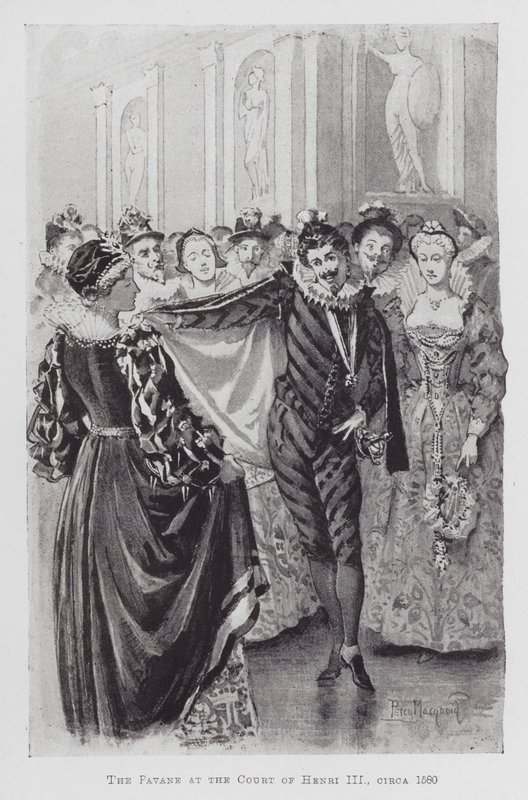 Dans: Pavanen vid Henri III:s hov, cirka 1580 (litho) av Percy Macquoid