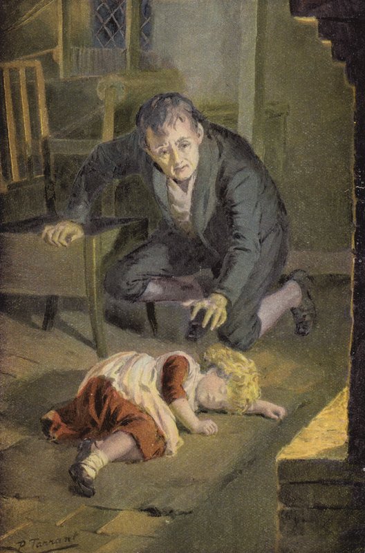 Illustration för Silas Marner av George Eliot (färg litho) av Percy Tarrant