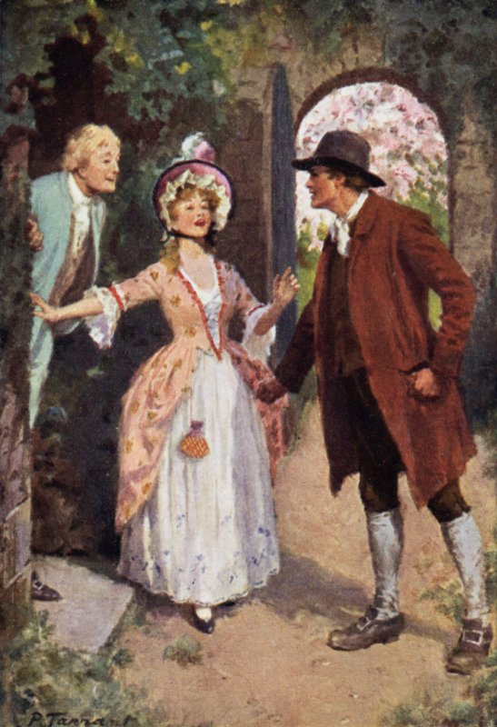 Illustration för Wuthering Heights av Emily Bronte (färg litho) av Percy Tarrant