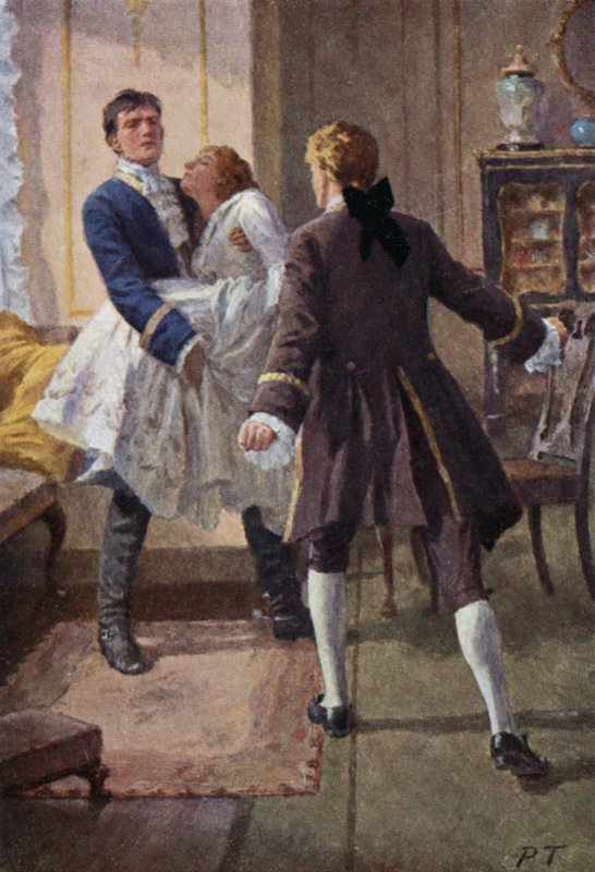 Illustration för Wuthering Heights av Emily Bronte (färg litho) av Percy Tarrant
