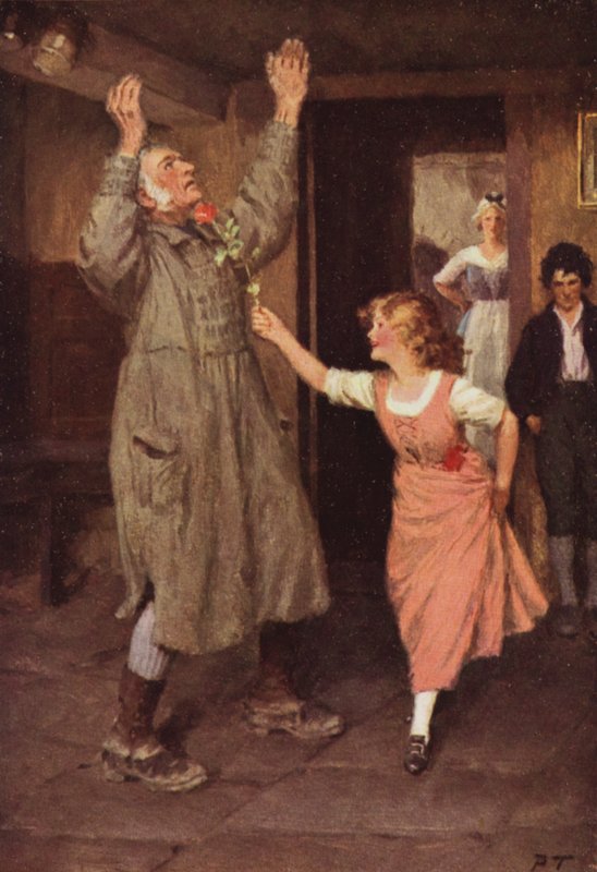 Illustration för Wuthering Heights av Emily Bronte (färg litho) av Percy Tarrant