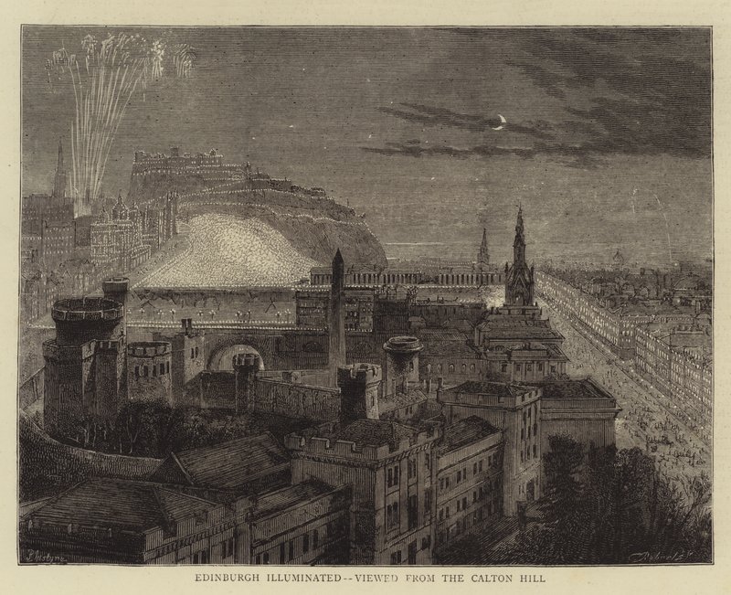 Edinburgh upplyst, sett från Calton Hill av Percy William Justyne