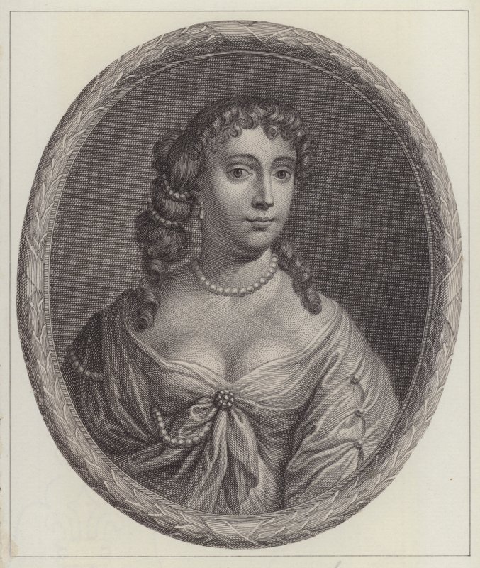 Anne Hyde, hertiginna av York, första fru till kung James II (gravyr) av Peter (after) Lely