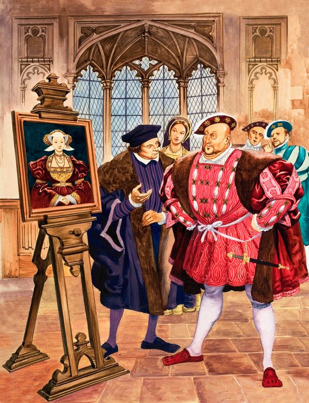 Kung Henrik VIII beundrar Holbeins porträtt av Anne av Cleves av Peter Jackson