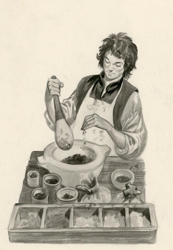 Michelangelo, som lärling, blandar färger av Peter Jackson