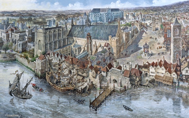Old London Reconstructed: The Palace of Westminster cirka 1530 av Peter Jackson