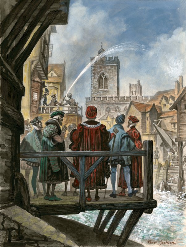 Peter Morris vattenverk på gamla London Bridge beundrades av överborgmästaren och Aldermen of the City av Peter Jackson