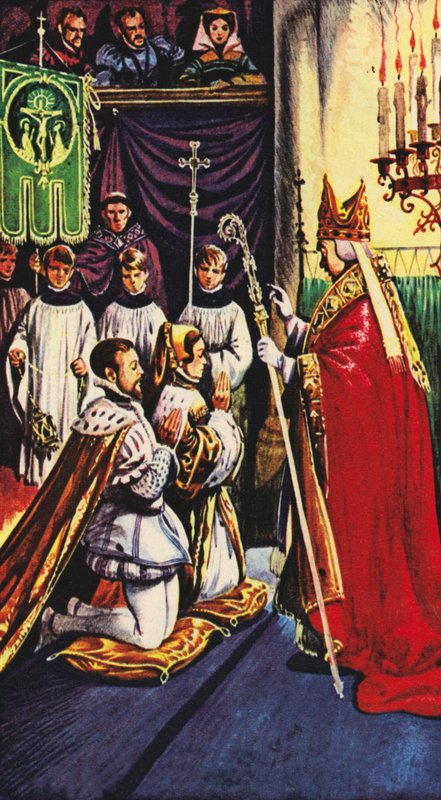 Drottning Mary gifter sig med prins Philip av Spanien i Winchester av Peter Jackson