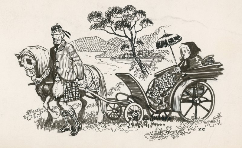 Drottning Victoria och John Brown (bläck på papper) av Peter Jackson
