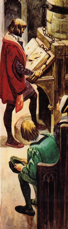 Läser en kedjad bibel i kyrkan av Peter Jackson