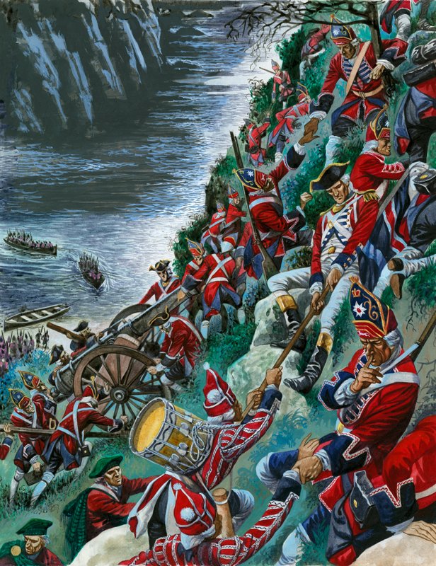 De brittiska soldaterna gör den mödosamma bestigningen av Abrahams höjder för att ta Quebec av Peter Jackson