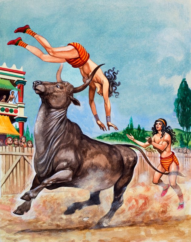 Kung Minos tjurfäktningsarena. Minoiska Bull-leapers av Peter Jackson
