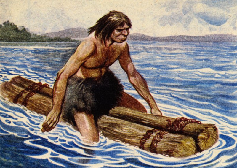 Den tidigaste båten var förmodligen gjord av trädstammar sammanbundna av Peter Jackson