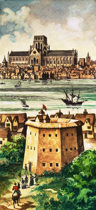 Utsidan av Globeteatern vid floden vid Bankside av Peter Jackson