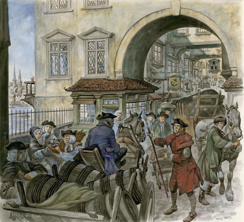 Trafik på Old London Bridge av Peter Jackson