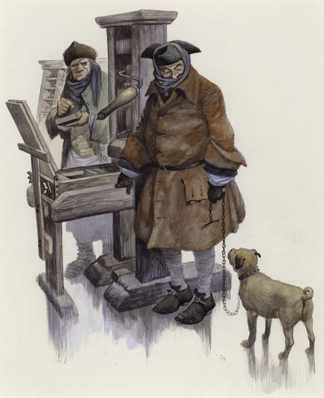 William Hogarth, den 16 februari 1740, på Frost Fair på Themsen av Peter Jackson