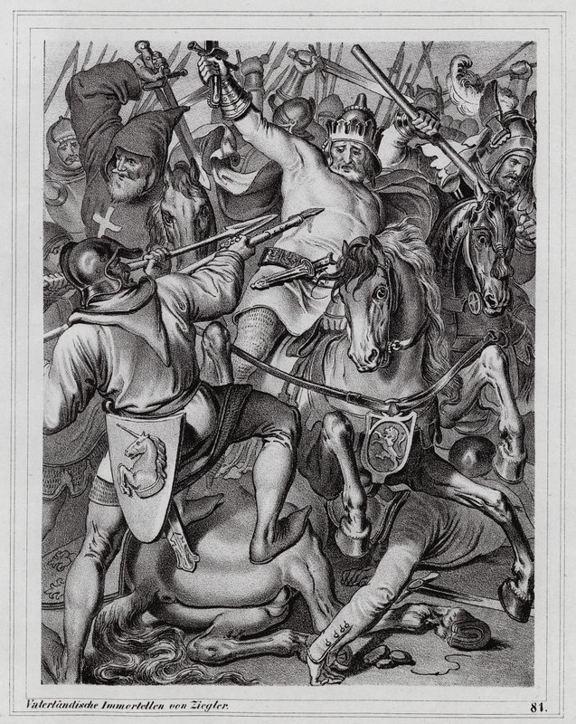 Johannes den blindes död, kung av Böhmen, i slaget vid Crecy av Peter Johann Nepomuk Geiger