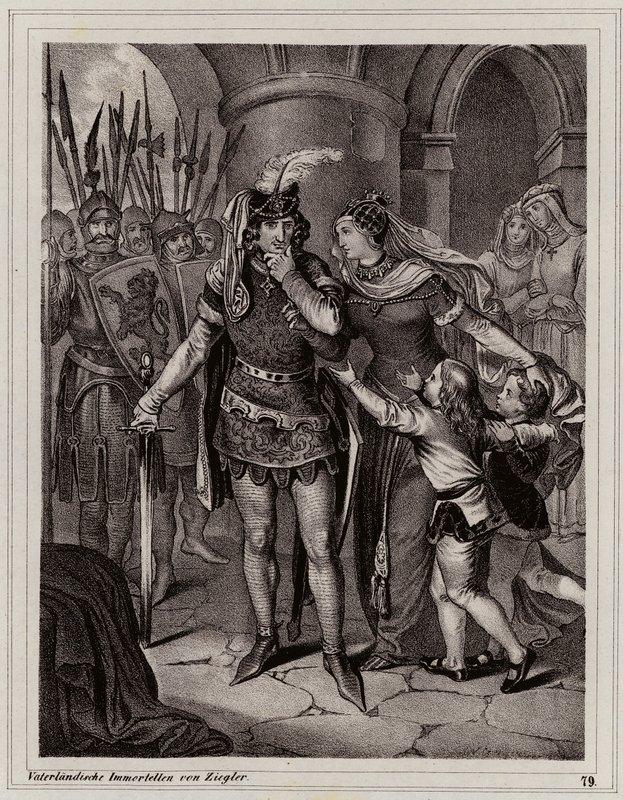 Johannes den blinde, kung av Böhmen (gravyr) av Peter Johann Nepomuk Geiger