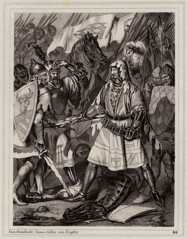 Johannes den blinde, kung av Böhmen (gravyr) av Peter Johann Nepomuk Geiger