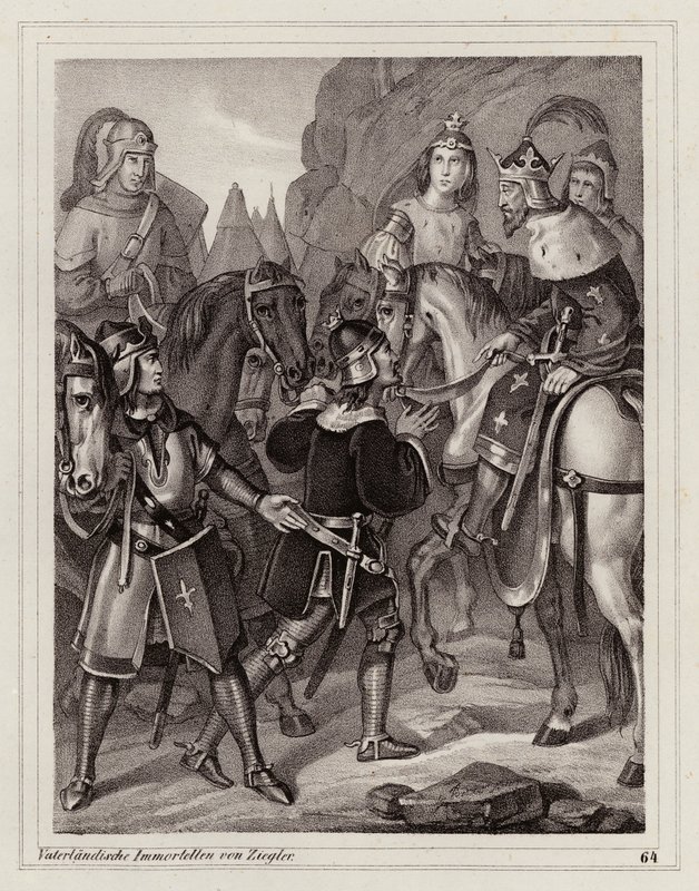 Ludvig den fromme, frankernas kung och tysk-romersk kejsare (gravyr) av Peter Johann Nepomuk Geiger