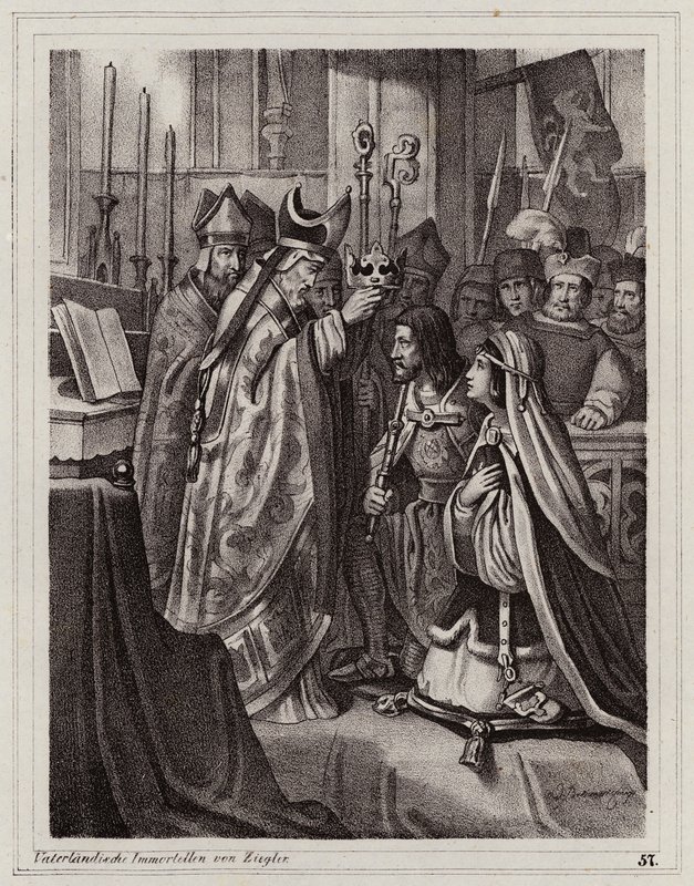 Äktenskap mellan Ottokar II av Böhmen och Kunigunda av Slavonien av Peter Johann Nepomuk Geiger