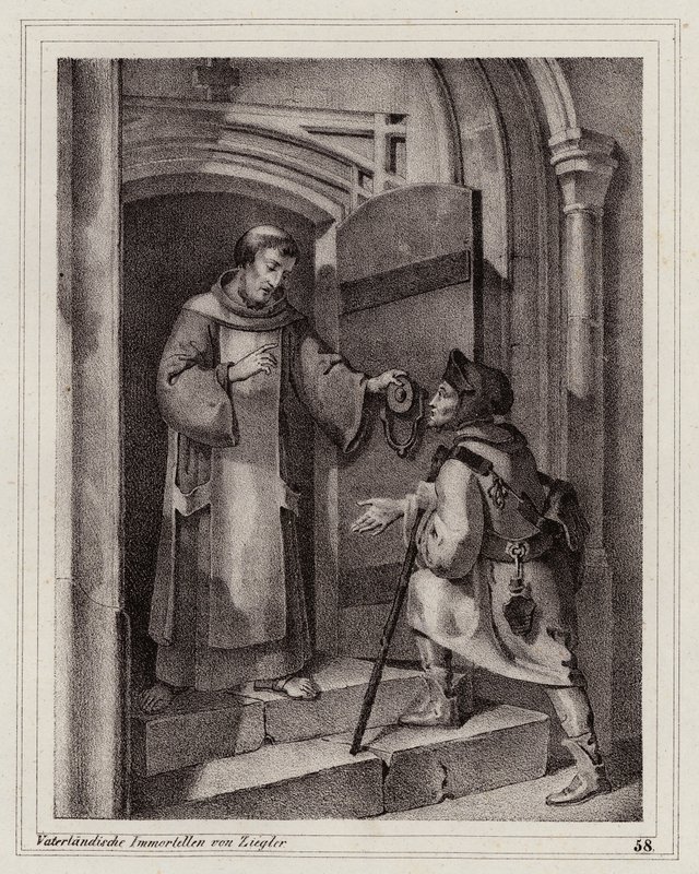 Den laglöse John Parricida söker skydd i ett kloster i Pisa av Peter Johann Nepomuk Geiger