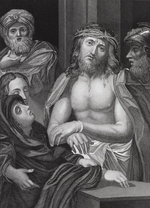 Ecce Homo, Jesaja, kap 53, v 5 (gravyr) av Peter Paul (after) Rubens