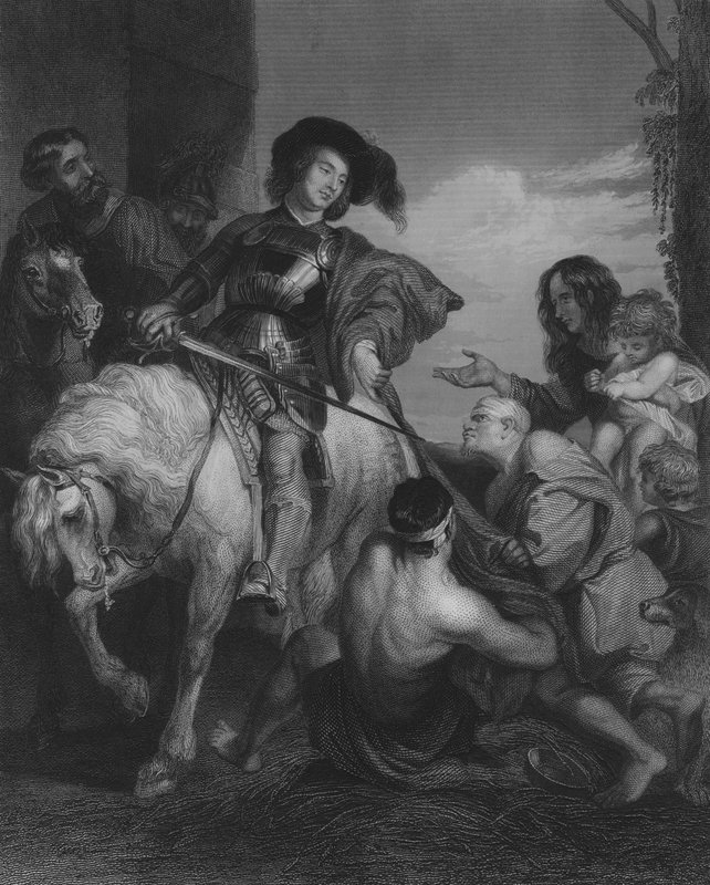 St Martin delar sin mantel (gravyr) av Peter Paul (after) Rubens