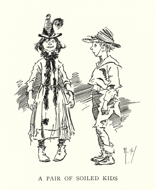 Ett par smutsiga barn (litho) av Phil May
