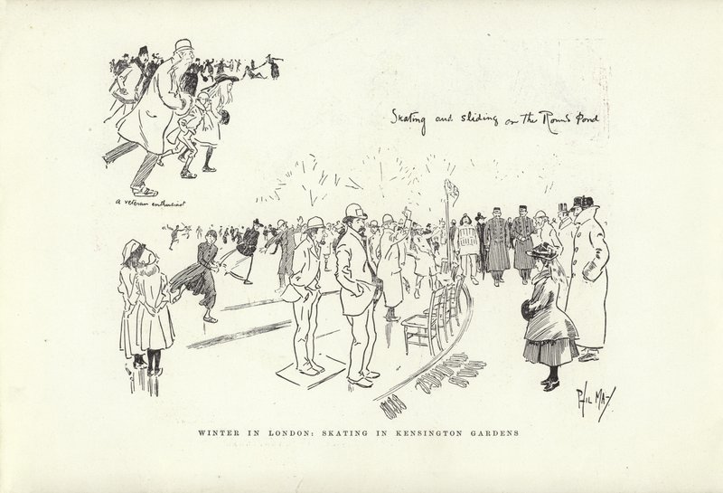 Vinter i London, skridskoåkning i Kensington Gardens av Phil May