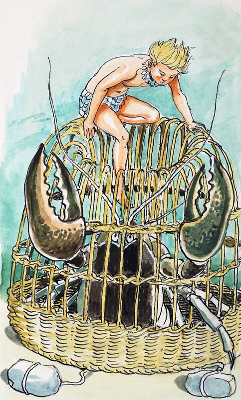 Krabbkorg, illustration från "The Water Babies" av Charles Kingsley av Philip Mendoza
