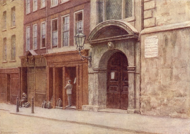 Dörröppningen till St Georges Church, Botolph Lane, 1904 av Philip Norman