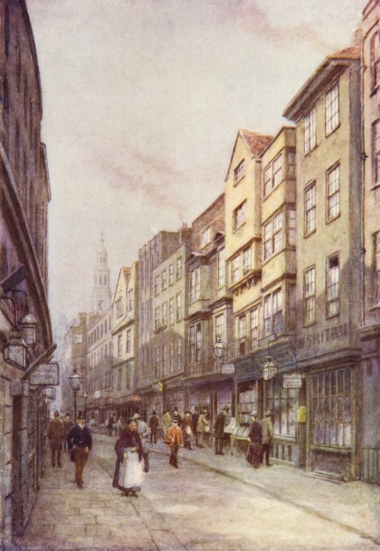 Holywell Street, Strand, med blick österut, 1900 av Philip Norman
