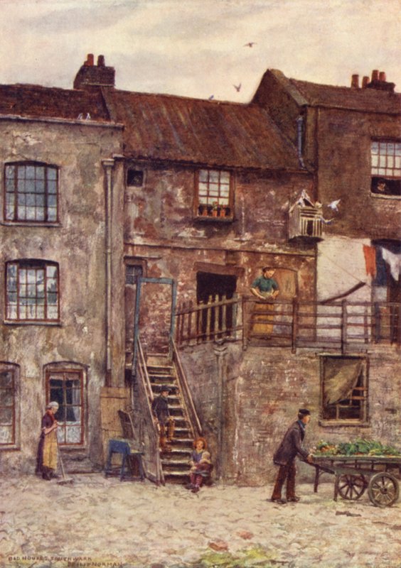 Gamla hus, Inner Yard of White Hart Inn, Southwark, 1884 av Philip Norman