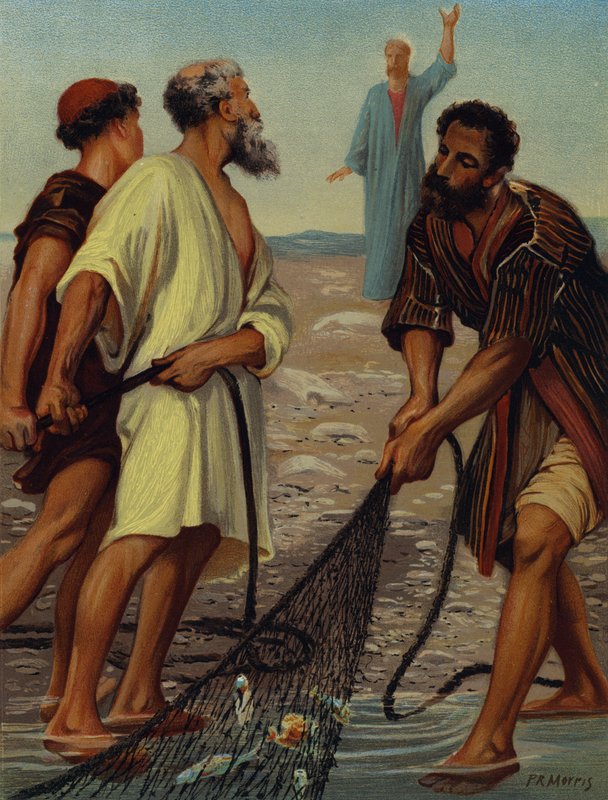 Kristus kallar lärjungarna (chromolitho) av Philip Richard (after) Morris