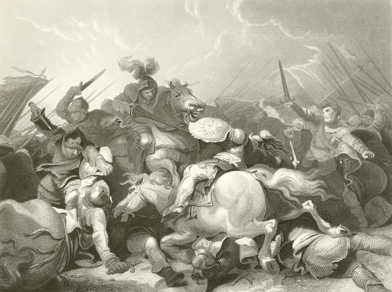 Slaget vid Bosworth Field av Philippe Jacques de Loutherbourg