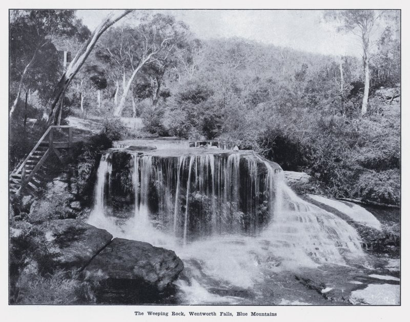 The Weeping Rock, Wentworth Falls, Blue Mountains (s/v foto) av Photographer Australian