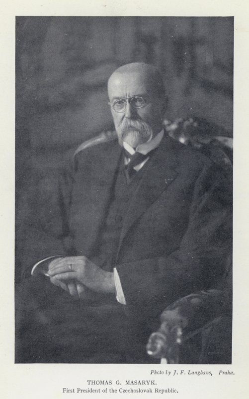 Tjeckoslovakien: Thomas G Masaryk, Tjeckoslovakiens förste president (s/v foto) av Photographer Czech