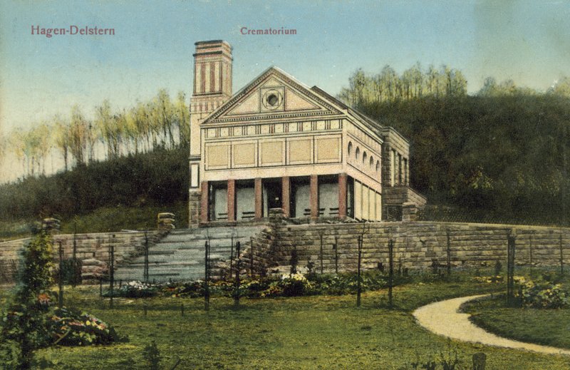 Krematorium, Hagen-Delstern (färgfoto) av Photographer German