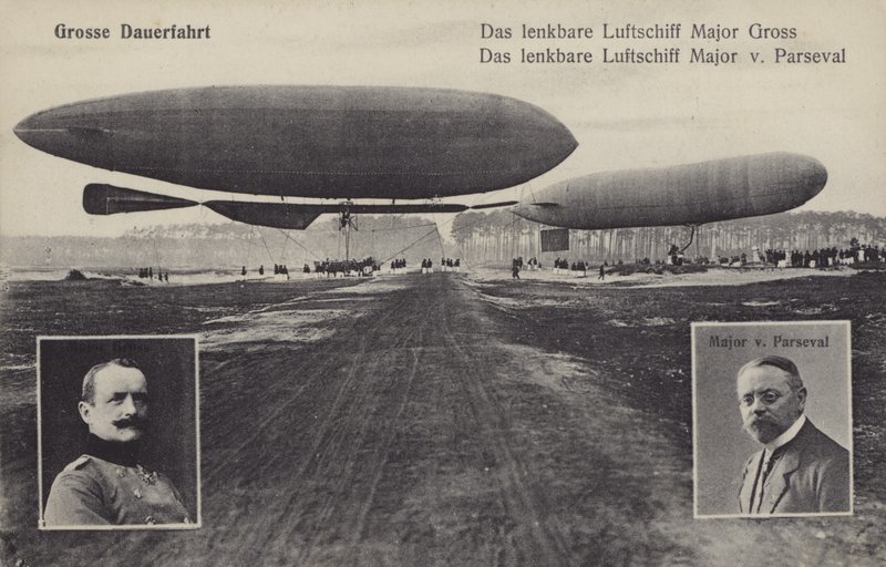 Dirigible luftskepp av Hans Georg Friedrich Gross och August von Parseval (s/v foto) av Photographer German
