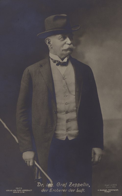 Graf Ferdinand von Zeppelin, tysk luftskeppsdesigner och konstruktör (s/v foto) av Photographer German